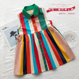 Children's Sleeveless Colorful Striped Vest Dress