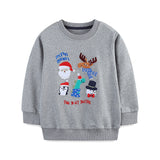 Cartoon Christmas Embroidered round Neck Long Sleeve Sweatshirt