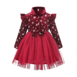 Christmas Children's Clothes Snowflake Flannel Dress