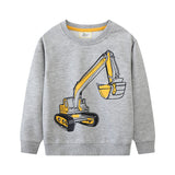 Excavator Pattern Boy's round Neck Sweater