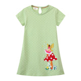 Elf Embroidered Patch Short Sleeve Dress