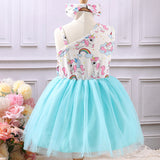 Oblique Shoulder Cartoon Sling Unicorn Print Dress