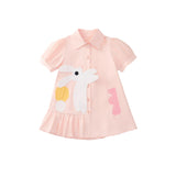 Pink Bunny Short-Sleeved Shirt Dress