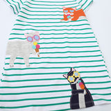 Cute Animal Embroidered Patch Short Sleeve Dress