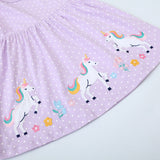 Unicorn Affixed Cloth Embroidered Flower Princess Dress