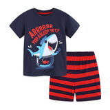 Cartoon Shark Print round Neck Short Sleeve Two-Piece Set