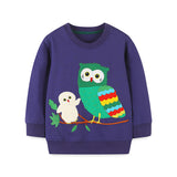 Cartoon Embroidery Crew Neck Pullover Sweatshirt