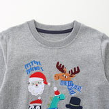 Cartoon Christmas Embroidered round Neck Long Sleeve Sweatshirt