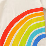 Cartoon Rainbow Printing Children's round Neck Short Sleeve Top