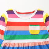 Rainbow Striped Long Sleeve Dress