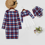 Parent-child family wear mother and daughter skirt plaid short skirt dress