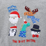 Cartoon Christmas Embroidered round Neck Long Sleeve Sweatshirt