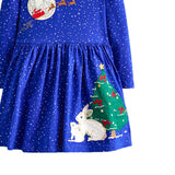 Christmas Dress Santa Claus Embroidery Girl Dress