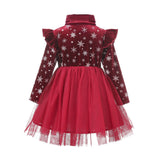 Christmas Children's Clothes Snowflake Flannel Dress