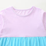 Color Matching Children's Knitted Cotton round Neck Long Sleeve Skirt