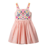Multi-Color Optional-Cute Embroidered Flowers Dress