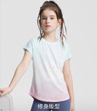 Summer thin children's short-sleeved sports fitness tops quick-drying running