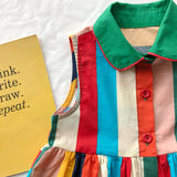 Children's Sleeveless Colorful Striped Vest Dress