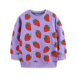 Cartoon Strawberry Print round Neck Casual Top