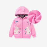 Warm and Cute Affixed Cloth Embroidered Hooded Kids' Overcoat