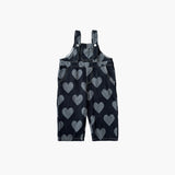 Valentine's Day Heart Printing Denim Suspender Pants