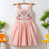 Multi-Color Optional-Cute Embroidered Flowers Dress