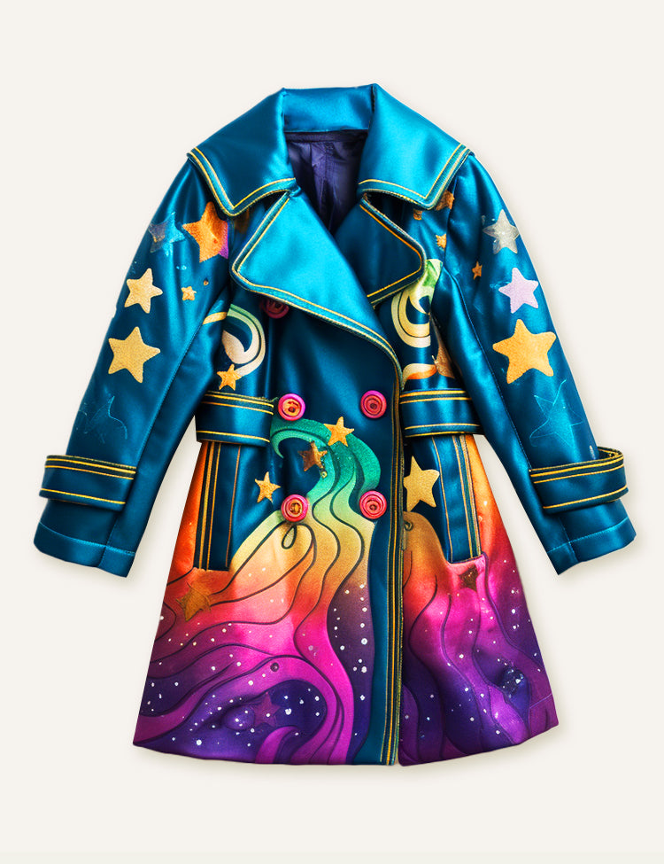 Clearance - Mommy & Me Dream Galaxy Design Double-Breasted Button Coat