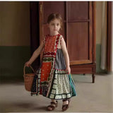 Girls' Ethnic Style Sleeveless Stitching Dress
