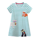 Cat Embroidery Short Sleeve Dress