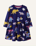 Dinosaur Print Long Sleeve Dress