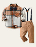 Bow Tie Gentleman Plaid Shirt Party Set - CCMOM