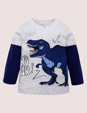 Boy T-Rex Appliqu¨¦ Fake Two-Piece T-shirt