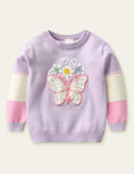 Butterfly Flower Striped Sweater - CCMOM