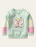 Butterfly Flower Striped Sweater - CCMOM