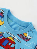 Cartoon Helicopter Full Printed Long-Sleeved T-shirt - CCMOM