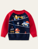 Construction Car Pattern Long Sleeve Sweater - CCMOM