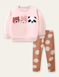 Cute Bear Sweatshirt + Polka Dot Printed Leggings - CCMOM