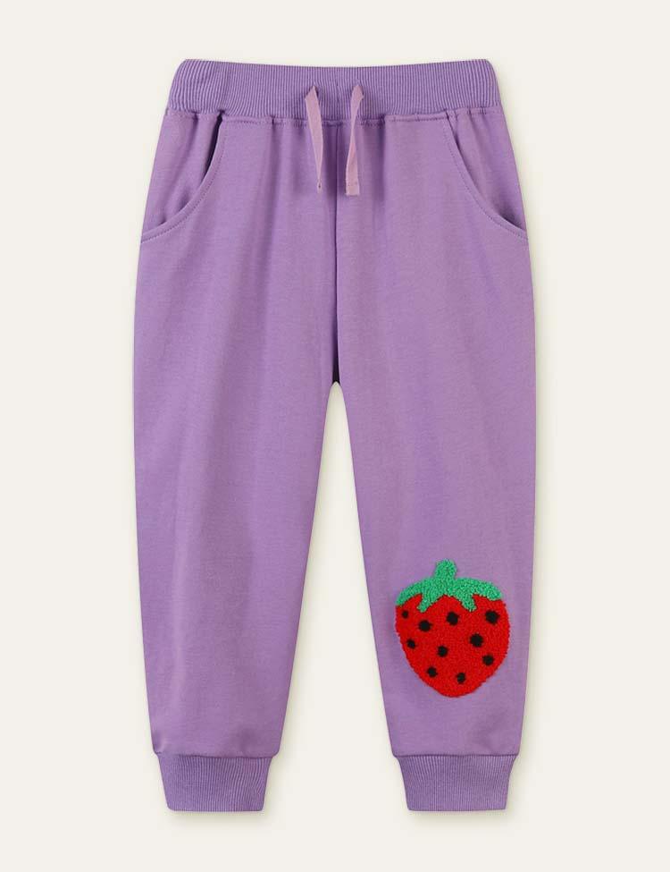 Cute Strawberry Appliqué Sweatpants - CCMOM