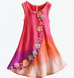 Lucky Sale-Tie-Dyed Flower Sleeveless Dress