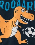 Dinosaur for Playing Football Printed Long Sleeve T-shirt - CCMOM