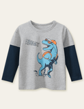 Escape Dinosaur Printed Long-Sleeved T-shirt - CCMOM