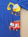Excavator Fire Truck Printed Long Sleeve T-shirt - CCMOM