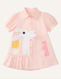 Pink Bunny Short-Sleeved Shirt Dress