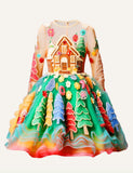 Final Price-Mommy & Me Christmas Castle Ball High Waist Long Sleeves Dress - CCMOM