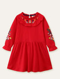 Floral Embroidered Long Sleeve Dress - CCMOM