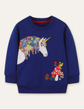 Floral Horse Appliqué Mushroom Embroidered Sweatshirt