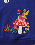 Floral Horse Appliqué Mushroom Embroidered Sweatshirt - CCMOM