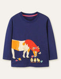Flower Horse Printed Long-Sleeve T-shirt