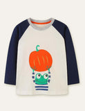 Frog and Pumpkin Printed Long-Sleeved T-shirt