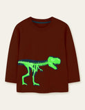 Glowing Dinosaur Printed Long Sleeve T-shirt
